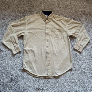 Cambridge Classics Dress Shirt Men's Medium Tan 100% Cotton